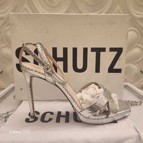 Schutz Leather "Ava Rose Heels" Metallic Snake Smash. NIB. Size Various - Picture 1 of 13